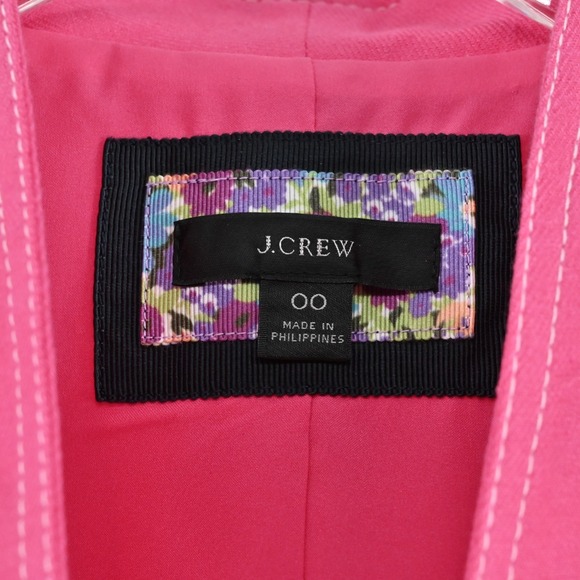 J Crew Womens Going‎ Out Blazer Size 00 Pink Stretch Linen Preppy Barbie AI253 - Picture 7 of 14